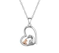 NZVCQVPU Mother Necklaces for Women, Women Vintage 18K White & Rose Diamond Heart Bears for Women 1.48x1.84cm