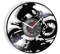 NZVCQVPU Motocycle Motocross Wall Watch Fait de Retro Gramophone Record Motobike Autocycle Riding Vinyl Record Horloge pour la Musique du Cavalier
