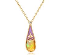 NZVCQVPU Necklaces Opal Pendant Necklace Women's Enamel Teardrop Shape Natural Gemstone Exquisite Jewelry Women's Pendants