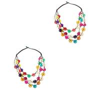 NZVCQVPU Necleses r Perles africaines Noix de coco de Bohême Colorées pour femme Coquille de noix de coco Bois, 25x10cmx2pcs, Standard, Standard
