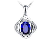 NZVCQVPU Pendant Necklace Women, 18K White Necklace for Women Necklaces Diamond 0.85ct Blue Sapphire Double Oval Cross Necklaces