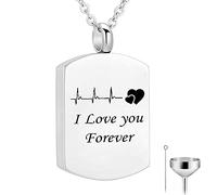 NZVCQVPU Pendant Urns for Human Ashes,ECG Engraving I Love You Forever Urn Necklace Stainless Steel Cremation Necklace for Ashes
