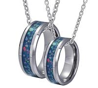 NZVCQVPU Pendentif en acier, et elle pour les colliers d'opale bleu de l'anneau de 8 mm