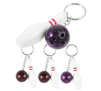 NZVCQVPU Porte-clés boule de Bowling, pendentif pour sac téléphone, breloques délicates en rouge et violet, cadeau pour les passionnés, 4 pièces