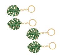 NZVCQVPU Porte-clés en alliage creux en forme de feuille de Monstera, pendentifs de clé de voiture, breloques décoratives pour valises et sacs à dos, 4 pièces
