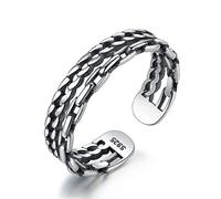 NZVCQVPU Pouce à double couche pour femmes - anneau de chaîne de corde de chanvre à cercle complet tressé solide, anneau creux, cadeaux unisexes c