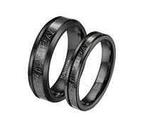 NZVCQVPU Promise Ring Personalised Women and Men Engagement Rings,Band Ring Tungsten 4/6MM Black Ring with Round Anniversary Rings Couple