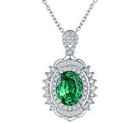 NZVCQVPU REAL BIENDES 18K Collier féminin blanc, chaîne élégante avec avec émeraude vert 1,28 carat, comme cadeaux pour petite amie, vert