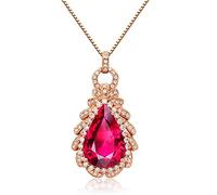 NZVCQVPU Rose Chain with Pendant Drop with Tourmaline 3.28Ct Ladies Wedding Necklace 750 Rose