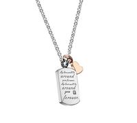 NZVCQVPU Rose Dog Tag Engraved Letters with Heart/Cross Pendant Necklace Titanium Steel Pendant Necklaces for Couple