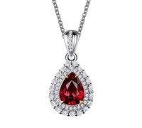 NZVCQVPU Ruby pour les femmes, la forme de poire blanche à longue chaîne Colliers rouges chute d'eau avec 0,61ct diamant rubis 0,28ct