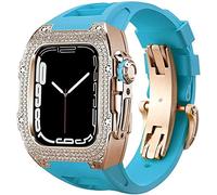 NZVCQVPU Sangle de montre en caoutchouc de couverture de diamant de luxe avec fermoir , pour SE 8 7 6 5 4 4 séries, Fluoroelastomer Band en acier inoxydable , pour Iwatch 45 mm 44 mm accessoires