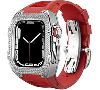 NZVCQVPU Sangle de montre en caoutchouc de couverture de diamant de luxe avec fermoir , pour SE 8 7 6 5 4 4 séries, Fluoroelastomer Band en acier inoxydable , pour Iwatch 45 mm 44 mm accessoires