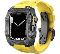 NZVCQVPU Sangle de montre en caoutchouc de couverture de diamant de luxe avec fermoir , pour SE 8 7 6 5 4 4 séries, Fluoroelastomer Band en acier inoxydable , pour Iwatch 45 mm 44 mm accessoires