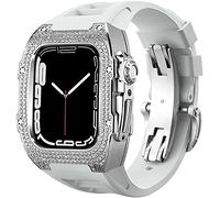 NZVCQVPU Sangle de montre en caoutchouc de couverture de diamant de luxe avec fermoir , pour SE 8 7 6 5 4 4 séries, Fluoroelastomer Band en acier inoxydable , pour Iwatch 45 mm 44 mm accessoires
