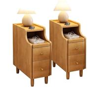 NZVCQVPU Slim Narrow Bedside Table Set - 30cm Modern Nightstand with Drawers for Small Spaces - Stylish Black & White End Table for Bedroom - 2pcs Compact Design