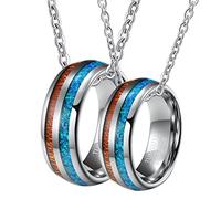 NZVCQVPU Sonneries de couple, couple Colliers personnalisés en tungstène 8 mm en bois et en service d'opale Câble de mariage pour mari