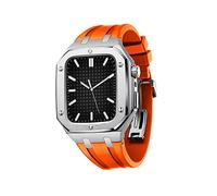 NZVCQVPU Stainless Case+Bands For Series 7/6/SE/5/4, 45mm 44mm Silicone Strap Metal Case For Men Women Watch Mod Kit Accessories