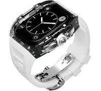 NZVCQVPU Transparent Watch Case Rubber Band,For Series 8/7/6/5/4/SE 45mm 44mm,Watch Case Sport Breathable Strap Stainless Steel Clasp Replacement Accessories