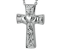 NZVCQVPU Urn Necklace Human Ashes,Celtic Cross Claddagh with Heart Stainless Steel Pendant Urn Urn Pendant for Ashes
