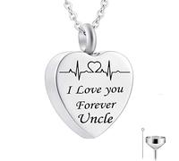NZVCQVPU Urn Pendant Necklace,Heart and ECG with Engraving I Love You Forever... Urn Necklaces for Ashes Stainless Steel Necklace Urns for Human Ashes