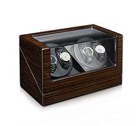 NZVCQVPU Winder Display Box Wooden Automatic Winder for 4 Watches Display Case with Quiet Japanese Motor Piano Paint Exterior 4 Rotation Mode Dual Power Supply Winder