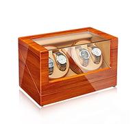 NZVCQVPU Winder Display Box Wooden Automatic Winder for 4 Watches Display Case with Quiet Japanese Motor Piano Paint Exterior 4 Rotation Mode Dual Power Supply Winder