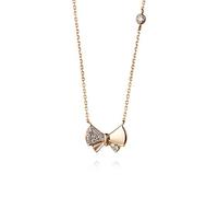 NZVCQVPU Women 18K Rose Pendant Necklace Rose Bow Knot Shape Round Cut Diamond Necklace