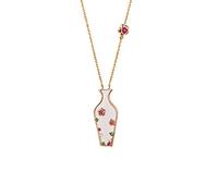 NZVCQVPU Women 18K Rose Pendant Necklace Rose Vase Round Cut 0.12ct Ruby Necklace