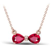 NZVCQVPU Women Double Teardrop Pear Shape 0.9ct Ruby Necklace 18K Rose Pendant Necklace for Wedding Party