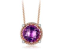 NZVCQVPU Women Four Claws Round Shape 4.01ct Amethyst Necklace 18K Rose Pendant Necklace for Wedding Party