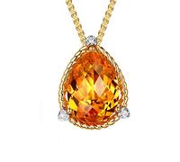NZVCQVPU Women Teardrop Double Heart Pear Shape 4.05ct Citrine Necklace 18K Yellow Pendant Necklace for Wedding Party