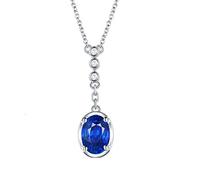 NZVCQVPU Womens 18 Karat White Chain Pendant, 4 Prong 0.7Ct Oval Cut Sapphire Pendant Necklaces Necklace for Women Girls Gifts for Birthday Christmas for Birthday Christmas White