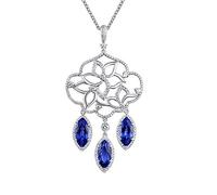 NZVCQVPU Womens 18 Karat White Chain Pendant, Hollow Flower Shaped Pendant Necklaces 7.26Ct Tanzanite Hypoallergenic Necklaces for Teens Girls Women for Birthday Christmas White