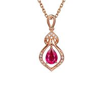 NZVCQVPU Wonecklace, Ruby avec Rose Red 1.01carat Good Cut Gemstone Luxurious Ladies Gift