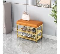 NZVZGKTNTW Banc À Chaussures Rembourré Au 2e Étage, avec Assise Rembourrée en Cuir Synthétique Et Pieds en Métal, for Entrée, Couloir, Salon(Orange Gold Leg,60cm)