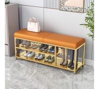 NZVZGKTNTW Banc À Chaussures Rembourré Au 2e Étage, avec Assise Rembourrée en Cuir Synthétique Et Pieds en Métal, for Entrée, Couloir, Salon(Orange Gold Leg,100cm)