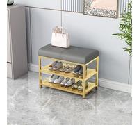 NZVZGKTNTW Banc À Chaussures Rembourré Au 2e Étage, avec Assise Rembourrée en Cuir Synthétique Et Pieds en Métal, for Entrée, Couloir, Salon(Gray Gold Leg,60cm)