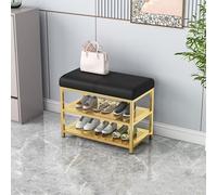 NZVZGKTNTW Banc À Chaussures Rembourré Au 2e Étage, avec Assise Rembourrée en Cuir Synthétique Et Pieds en Métal, for Entrée, Couloir, Salon(Black Gold Leg,60cm)