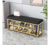 NZVZGKTNTW Banc À Chaussures Rembourré Au 2e Étage, avec Assise Rembourrée en Cuir Synthétique Et Pieds en Métal, for Entrée, Couloir, Salon(Black Gold Leg,100cm)