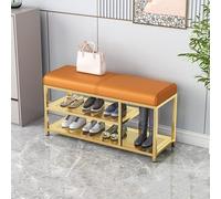 NZVZGKTNTW Banc À Chaussures Rembourré Au 2e Étage, avec Assise Rembourrée en Cuir Synthétique Et Pieds en Métal, for Entrée, Couloir, Salon(Orange Gold Leg,80cm)