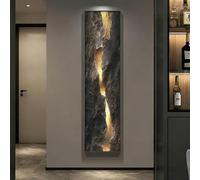 NZVZGKTNTW Grand Décor Mural Texturé 3D Avec Lumières LED, Panneau De Pierre Craquelée Abstrait, Décoration Artistique Encadrée For Salon, Entrée, Alimentation Enfichable(B,35 * 140cm/13.8 * 55.1in)