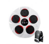 NZVZGKTNTW Machine De Boxe Musicale Intelligente, Tampons De Frappe sur Cible Murale avec Paire De Gants, Affichage LED, 9 Modes De Boxe, Compteur, B for Relâcher Le Stress(White)