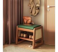 NZVZGKTNTW Meuble À Chaussures en Bois, Meuble À Chaussures en Rotin, for Entrée, Couloir Et Chambre À Coucher, Étagère À Chaussures Au 2e Étage avec Siège Rembourré Banc À Langer(Small)