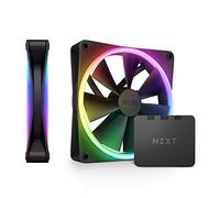 NZXT F140 RGB Duo - RF-D14DF-B1-2 ventilateurs RGB double LED de 140 mm - 20 LED configurables individuellement - Airflow et pression statique équilibrées - Pack double - Noir