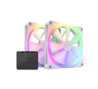 NZXT F140 Ventilateur RGB - RF-R14DF-W1 - Personnalisation avancée de l'éclairage - Refroidissement silencieux - Pack double (contrôleur inclus) - Ventilateur 140 mm - Blanc