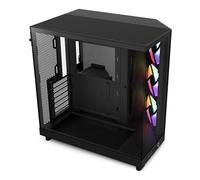NZXT H6 Flow RGB - Boîtier PC Compact Double Chambre ATX - Noir | Boîtier ATX double chambre, 3 ventilateurs 120mm RGB préinstallés, verre panoramique. RGB prêt pour CAM, axé flux d'air.