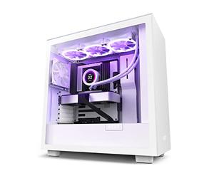 NZXT H7 - CM-H71BW-01 - Boîtier PC Gaming Moyenne Tour ATX - Port I/O USB Type-C en Façade - Panneau Latéral à Dégagement Rapide - Montage Vertical du Processeur Graphique (GPU) - Blanc