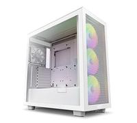 NZXT H7 Flow RGB blanc - CM-H71FW-R1 - Boîtier Gaming compact - Airflow élevé - Panneau latéral en verre trempé - Cable management facile - 3 ventilateurs F140 RGB Core inclus