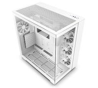 NZXT H9 Flow blanc - CM-H91FW-01 - Boîtier Gaming moyen-tour ATX double chambre - Panneaux avant supérieur perforé et latéral en verre trempé pour airflow élevé - Compatible radiateur 360 mm